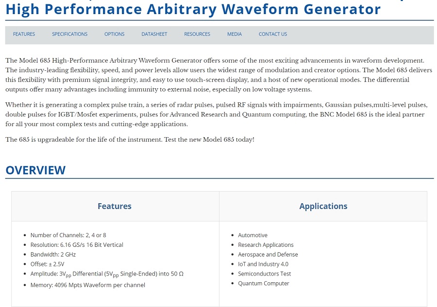 Name:  BNC 685 Arbitrary Waveform Generator specs.jpg
Views: 324
Size:  155.7 KB